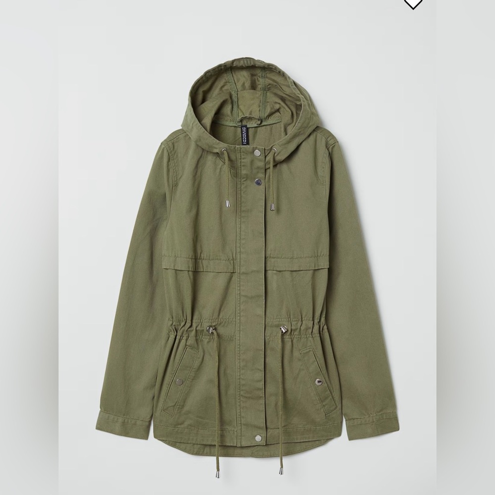 H&M Divided Cotton Parka Utility Jacket in Olive Green. Size 2